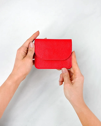 Мини кошелек кожаный AMO Red - фото - 1