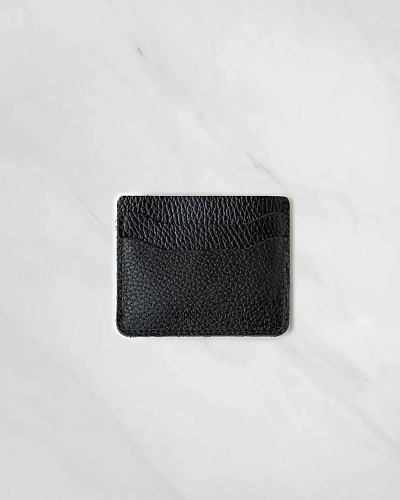Картхолдер кожаный FLAT Black Grain - фото - 4