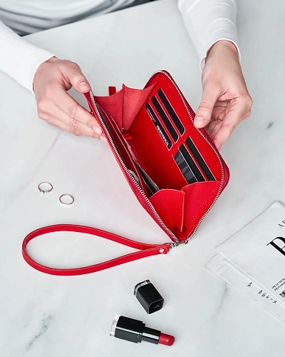 Кошелек на молнии MONTERRO Red с ремешком на руку - фото