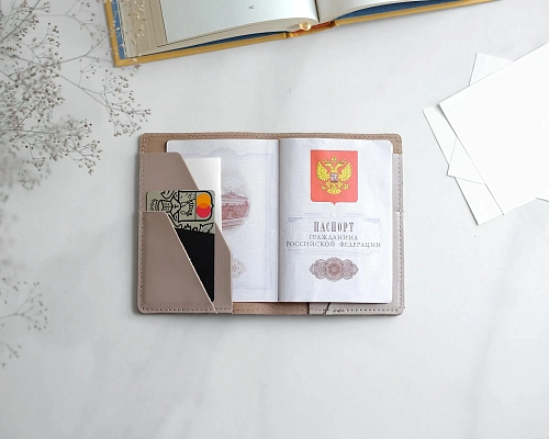 Кожаная обложка на паспорт FOLIO Coffee - фото - 2