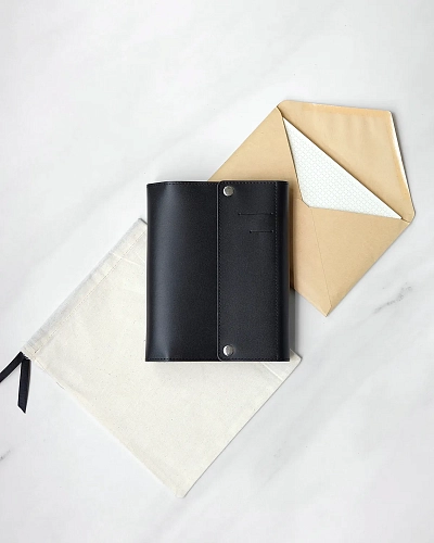 Кожаный блокнот на кольцах A5 Black - фото - 7