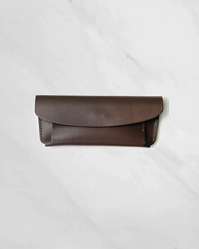 Кожаный чехол для очков GLASS Brown - фото - 4