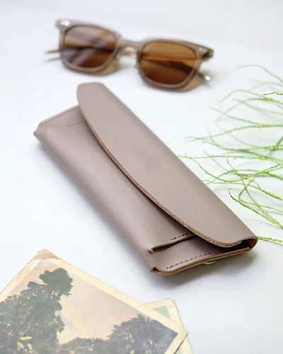 Кожаный чехол для очков GLASS Coffee - фото - 5