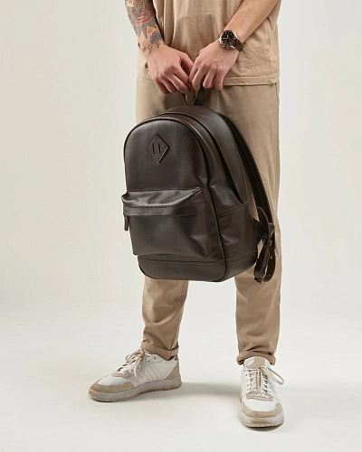 Рюкзак кожаный мужской BRUNO Brown Grain - фото - 2