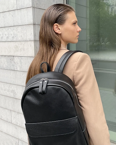 Рюкзак кожаный женский DAKOTA Black Grain - фото - 1