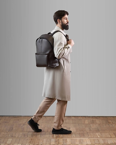 Рюкзак кожаный мужской GERALD MAX Brown Grain - фото - 8