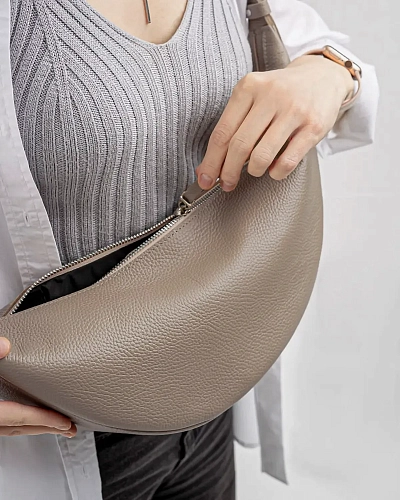 Сумка кожаная LEA Beige - фото - 4