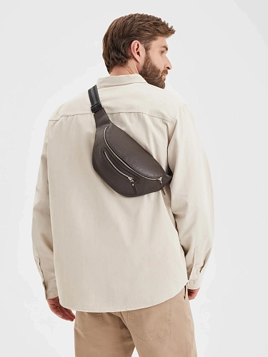 Поясная сумка кожаная ROUTE Brown Grain