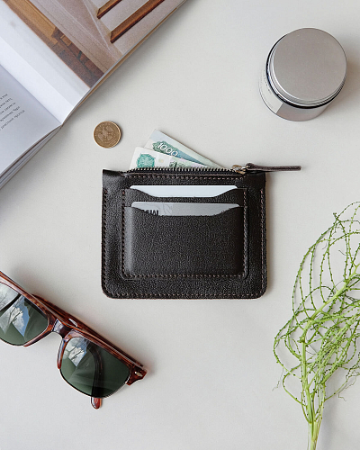 Мини кошелек кожаный SPIRIT Brown - фото