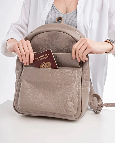 Рюкзак кожаный женский DAKOTA Beige - фото - 10