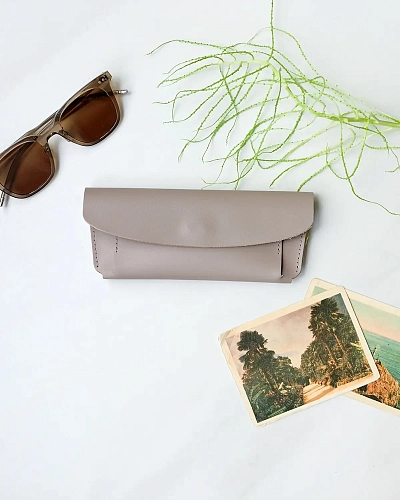 Кожаный чехол для очков GLASS Coffee - фото - 4