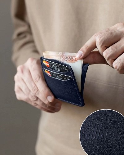 Картхолдер кожаный FLAT Navy Blue