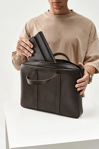 Кожаная сумка для документов EASYHOLDER Brown Grain - фото - 6