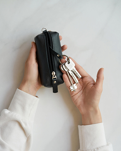 Ключница кожаная HOME M Black - фото