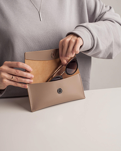 Кожаный чехол для очков SAINT TROPEZ Coffee - фото