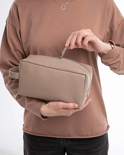 Несессер косметичка из натуральной кожи VOYAGE Beige