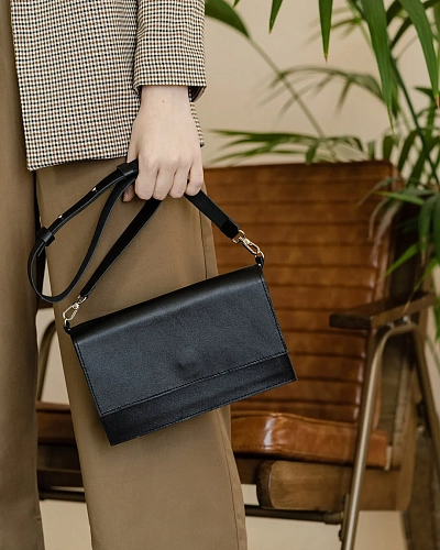 Сумка кроссбоди кожаная IRMA Black - фото - 12