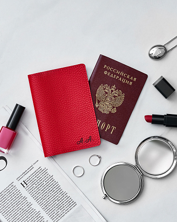 Кожаная обложка на паспорт PASS Red