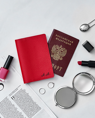 Кожаная обложка на паспорт PASS Red - фото - 1
