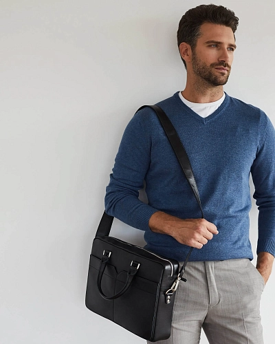 Мужская кожаная сумка STERLING Black - фото - 2