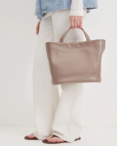 Сумка кожаная CASSIA Beige - фото - 6