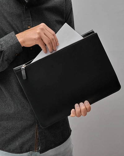 Кожаная папка для документов и ноутбука CITY Black Кожаная папка для документов и ноутбука CITY Black - фото - 1