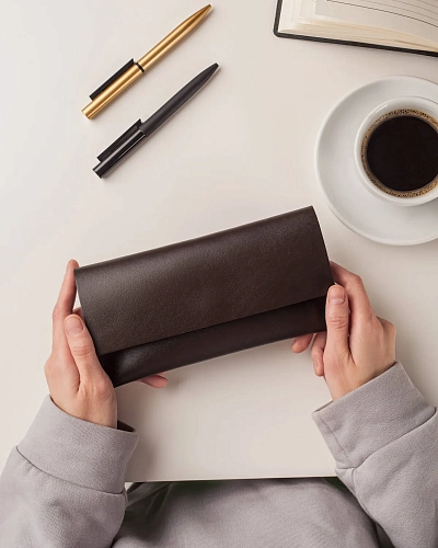 Кожаный чехол для очков SAINT TROPEZ Brown - фото - 4