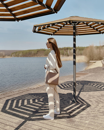 Сумка тоут кожаная TOTE Coffee - фото - 5