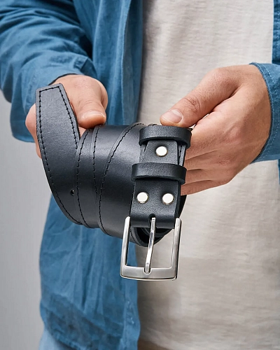 Ремень брючный мужской TYLER 120-125 см в деревянной коробочке - фото - 4