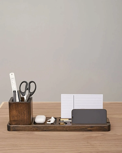 Деревянный органайзер для канцелярии Desko XL Brown - фото - 2