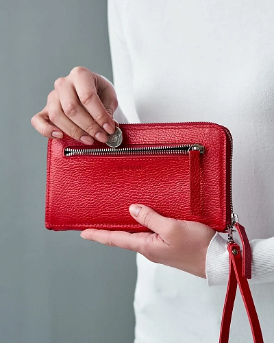 Кошелек на молнии MONTERRO Red с ремешком на руку - фото - 1