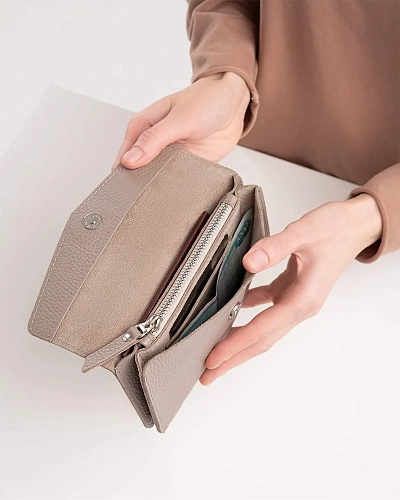 Женский кошелек кожаный ROWENA Beige - фото - 6