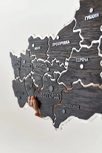 Карта Белгородской области деревянная Silver - фото - 4