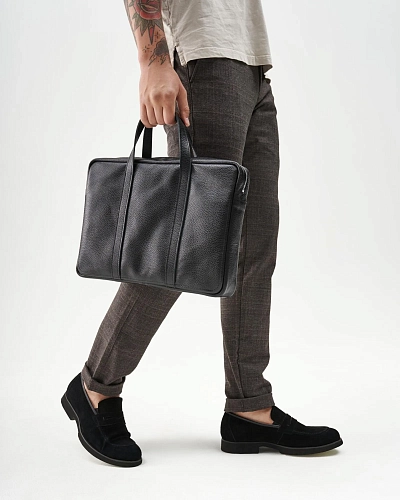 Кожаная сумка для документов EASYHOLDER Black Grain - фото