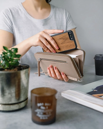 Кошелек на молнии MONTERRO Coffee с ремешком на руку - фото - 3