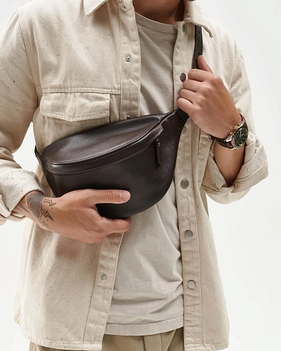 Поясная сумка кожаная CAMP Brown Grain - фото - 2