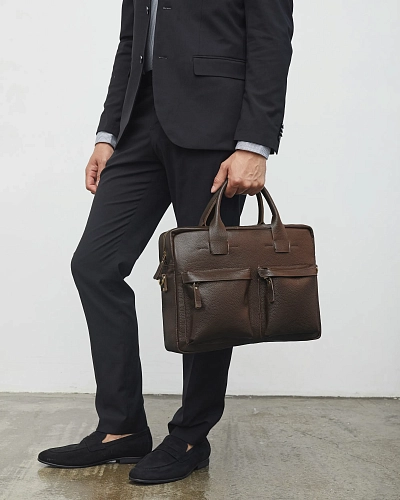 Мужская кожаная сумка BUSYHOLDER Brown Grain - фото - 1