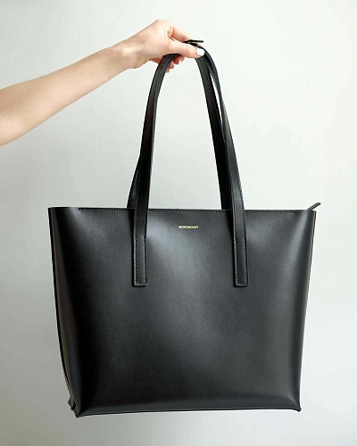 Кожаная сумка шоппер STELLA ZIP Black