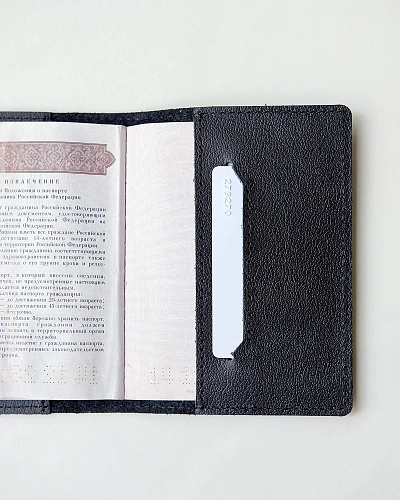 Кожаная обложка на паспорт PASS Black - фото - 6