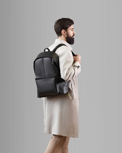 Рюкзак кожаный мужской GERALD MAX Black Grain - фото - 4