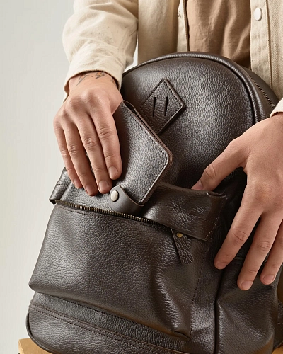 Рюкзак кожаный мужской BRUNO Brown Grain - фото - 8