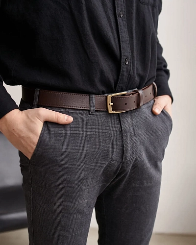 Ремень брючный мужской VINTAGE Brown 120-125 см - фото - 2