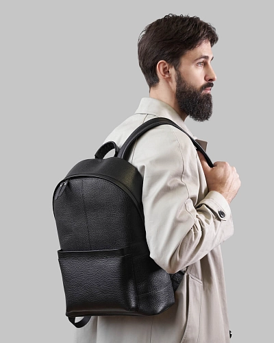 Рюкзак кожаный мужской GERALD Black Grain - фото