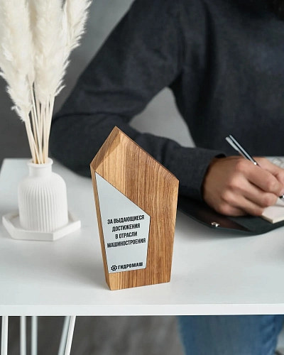 Награда деревянная NN-7 с серебристой табличкой