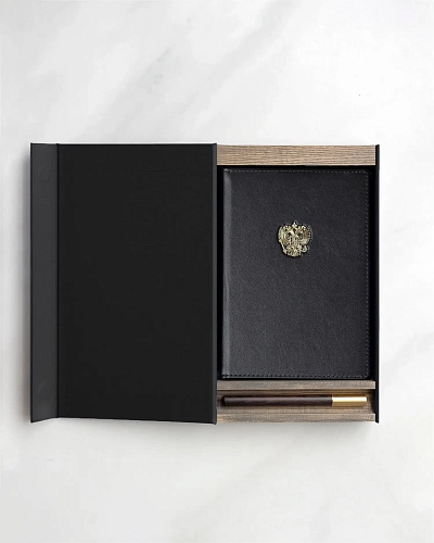 Подарочная коробка для ежедневника и ручки Black - фото