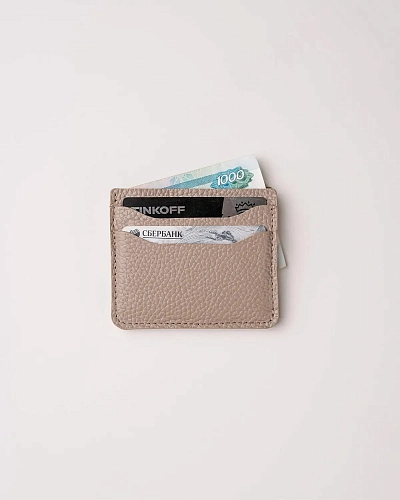 Картхолдер кожаный FLAT Beige - фото - 1