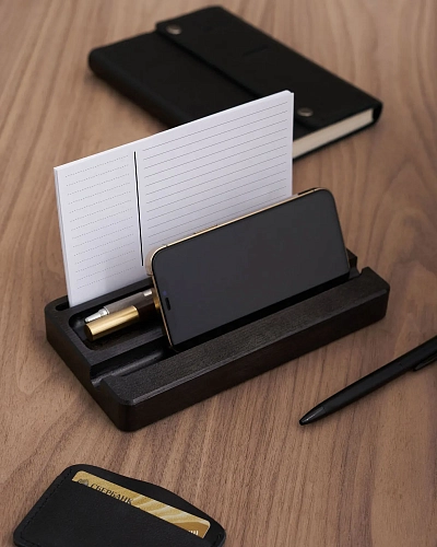 Деревянный органайзер для канцелярии Desko M Dark - фото - 2