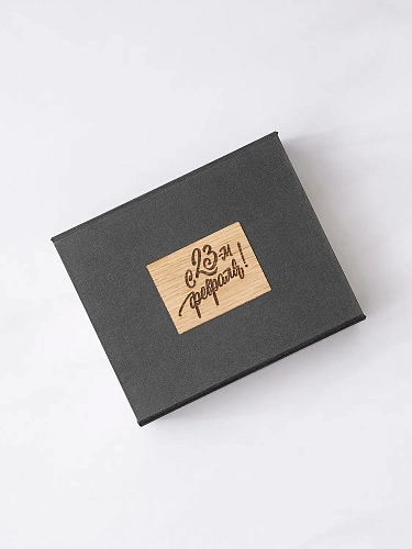 Подарочная коробка SIDE Grey со вставками из дерева - фото - 1
