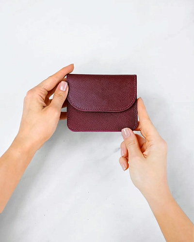 Мини кошелек кожаный AMO Wine - фото - 1