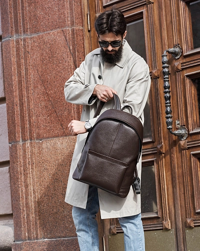 Рюкзак кожаный мужской GERALD MAX Brown Grain - фото - 12